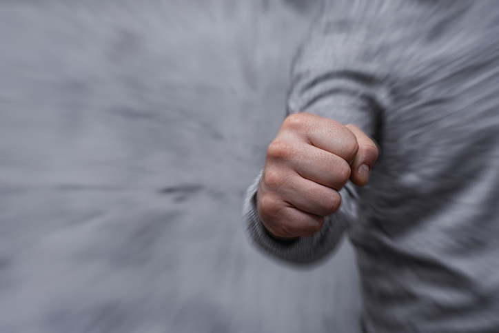 fist moving towards camera