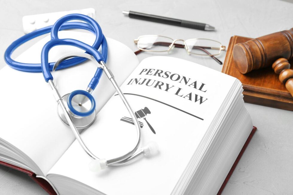 Personal Injury Law book and Stethoscope